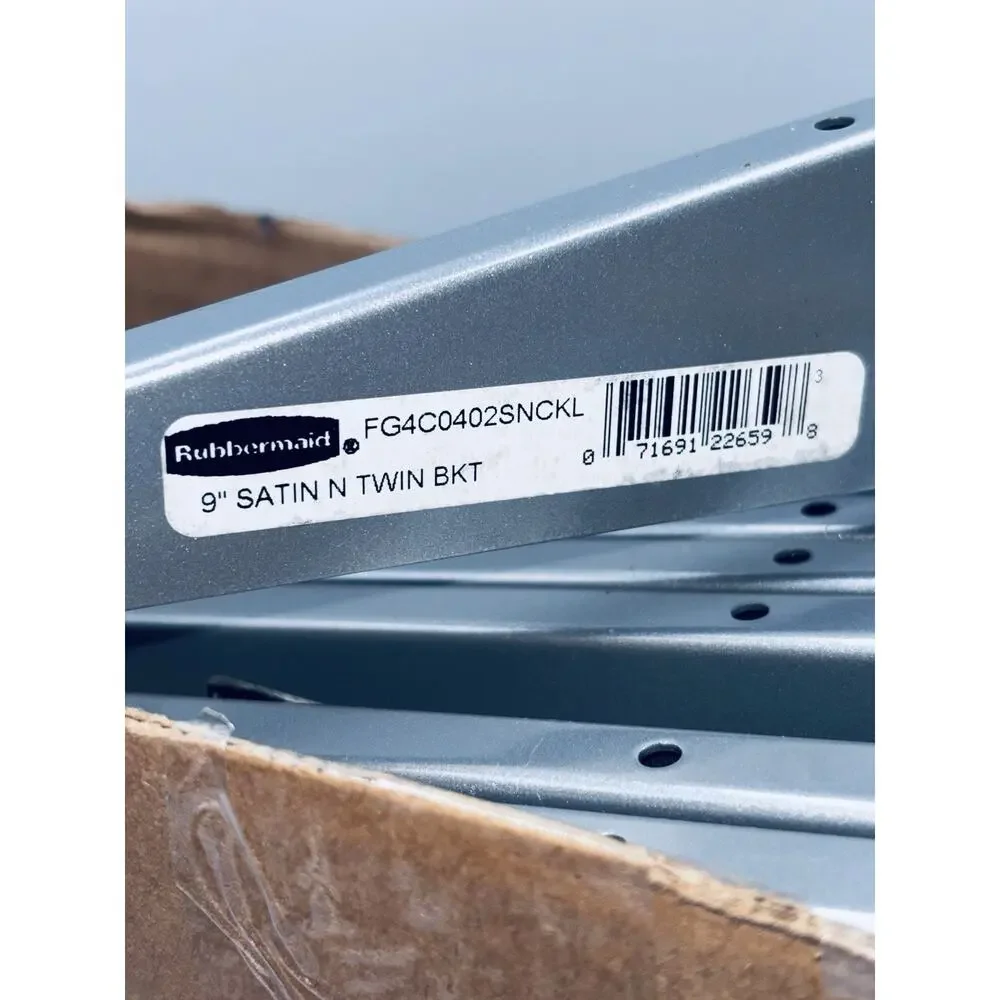 8 Rubbermaid 9” Twin Track Satin Nickel Shelf Brackets FG4C0402NCKL Silver NEW